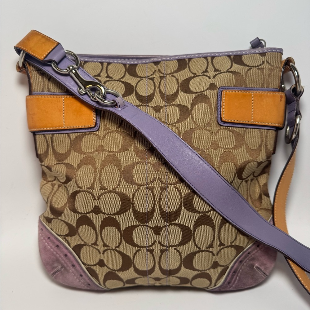 Vintage Coach SoHo Slim Duffle Shoulder Bag/Crossbody #1486 Purple Suede Y2K - Picture 2 of 14